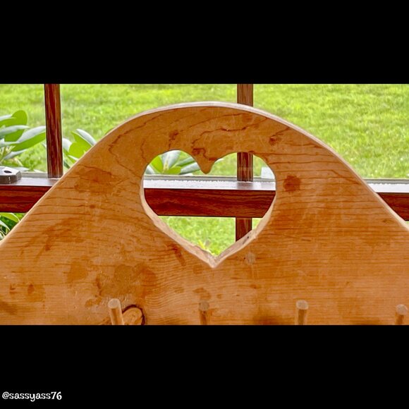 ▪️VTG▪️OOAK Handcrafted Wooden Heart 60 Thread Spool Freestanding Holder Rack - Picture 6 of 15